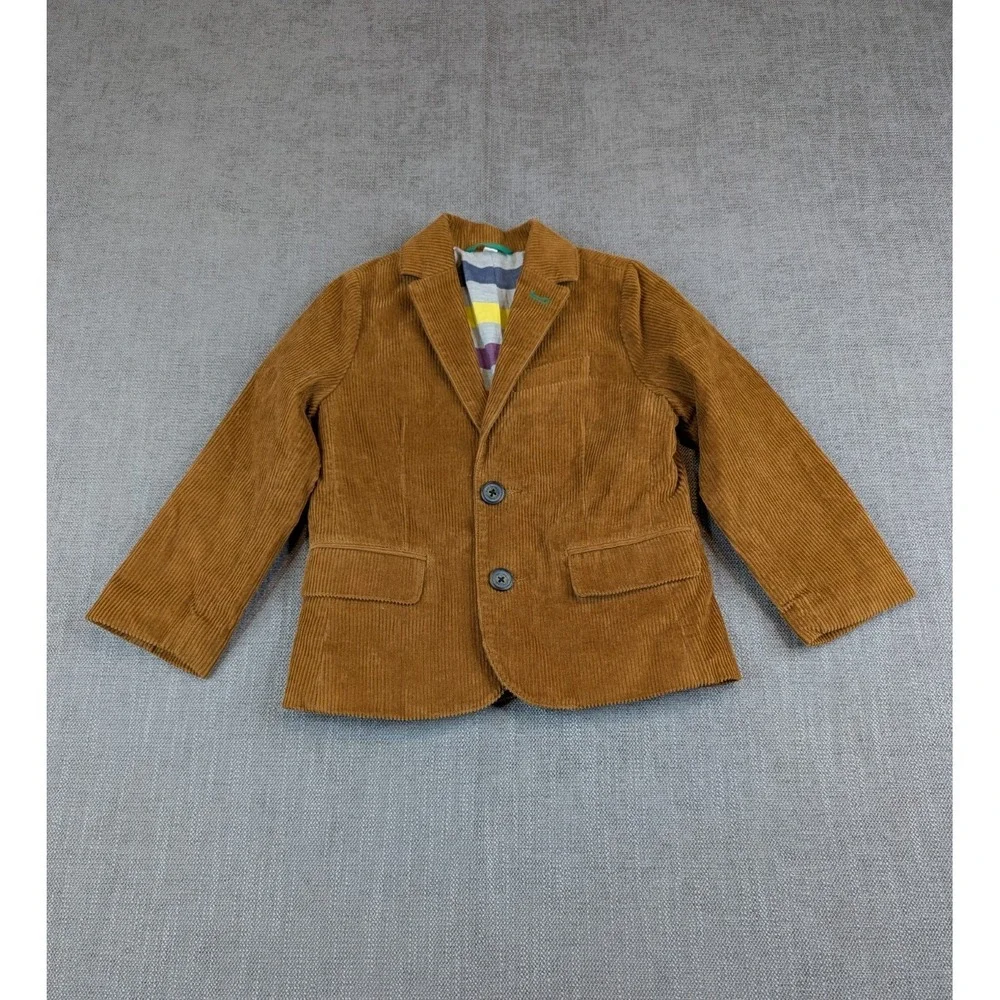 Mini Boden Blazer Kid Boy 4-5 yrs Brown Corduroy Lined Ribbed Long Sleeve Jacket